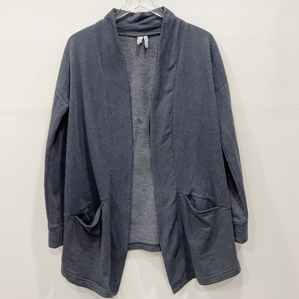 Z By Zella Open Front Cardigan Sweater Blue Casual Loungewear Medium Cotton